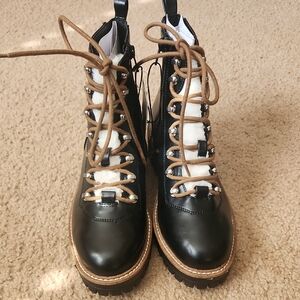 a new day Black and Tan Lace Up Boots